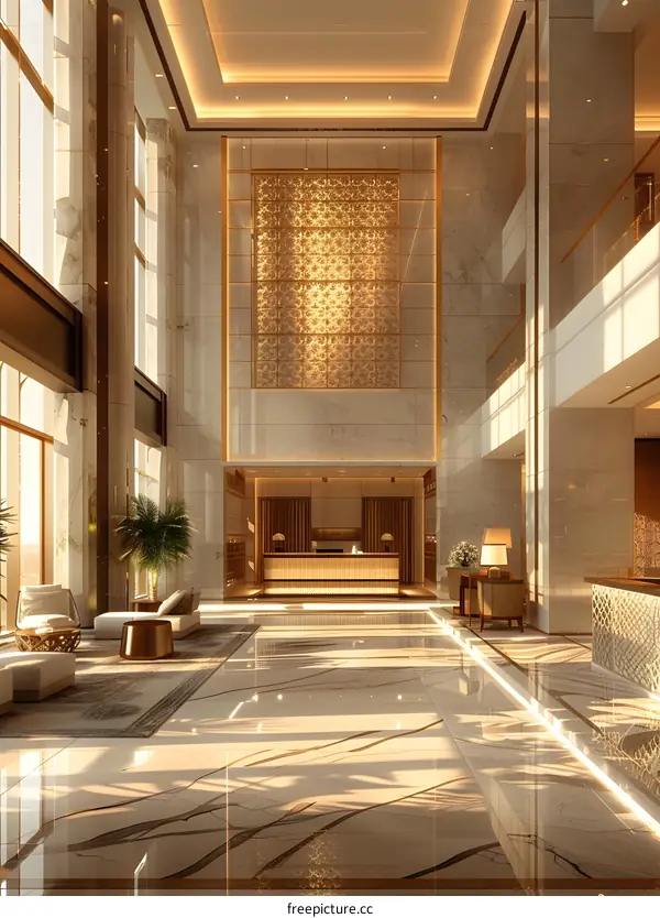 The magnificent hotel lobby