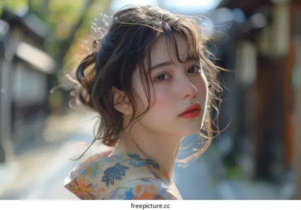 Asian Woman in Traditional Japanese Dress