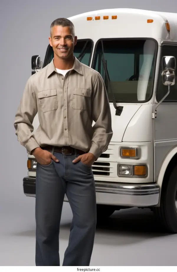 A man standing in front of a van