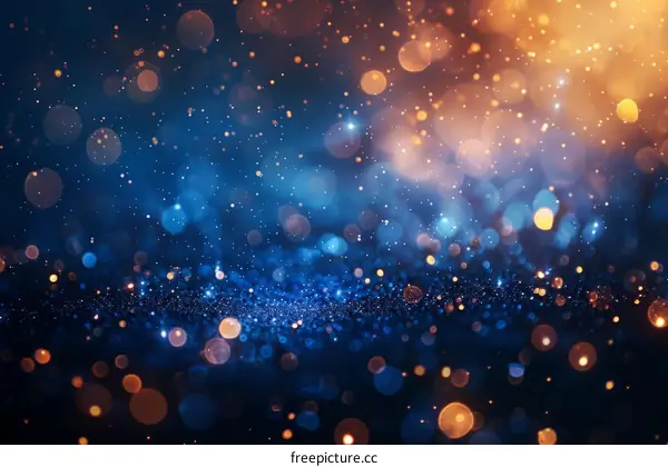 Sparkling Blue and Gold Glitter Background with Lights