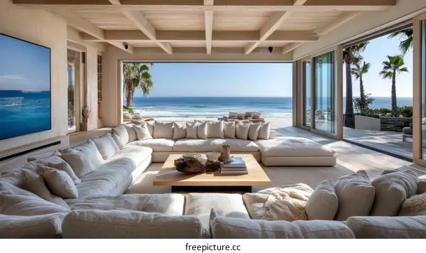 Coastal Living Room with Ocean View