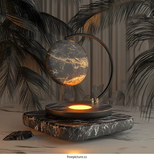 Black Marble Platform with Golden Veins