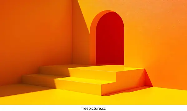 Abstract Minimalist Yellow Orange Archway Wall Minimalist Architecture