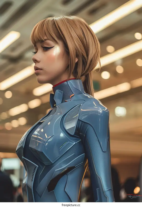 portrait of a young woman in a blue bodysuit