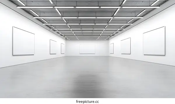 Empty White Gallery Room with Frames