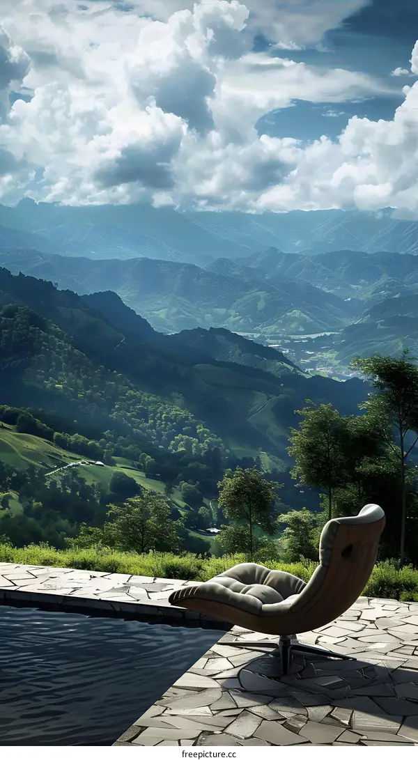 Luxury Chair on Patio with Mountain View