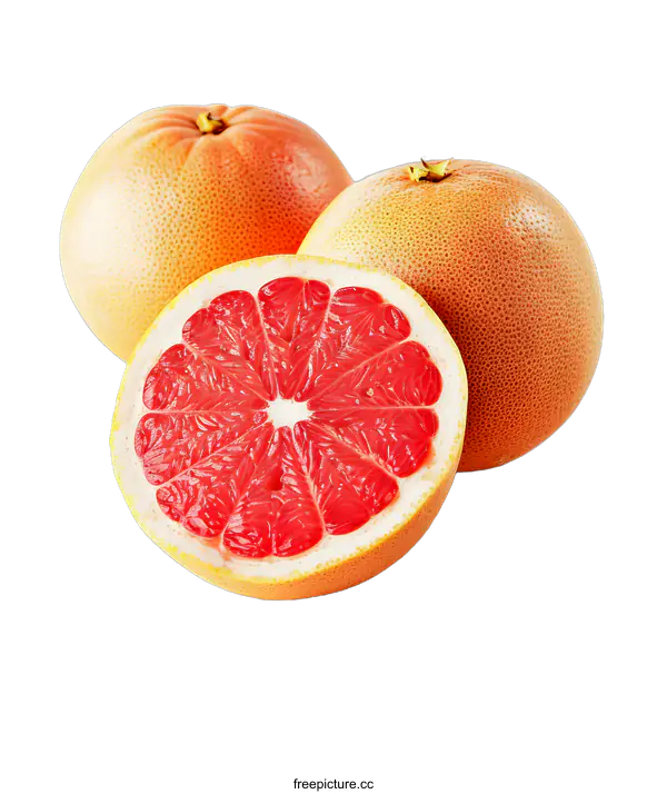 [Transparent Background PNG]Fresh Ripe Grapefruit Slices with White Background