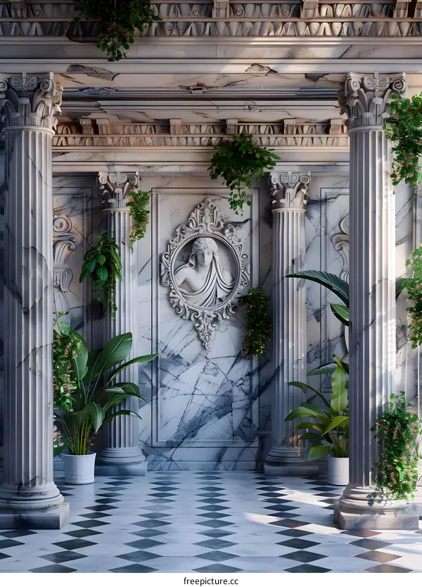 A retro indoor corridor