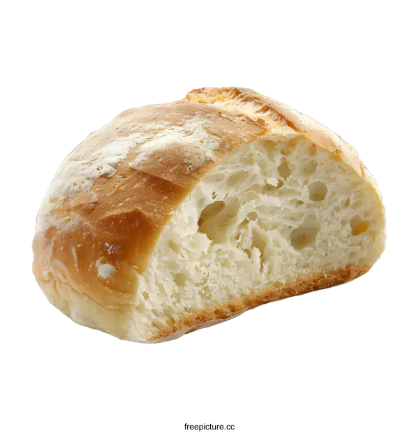 [Transparent Background PNG]Freshly Baked Half Loaf of Crusty Bread