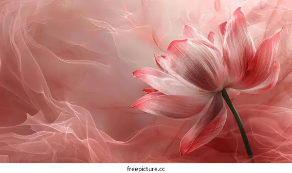 Pink lotus flower in full bloom with a blurred background