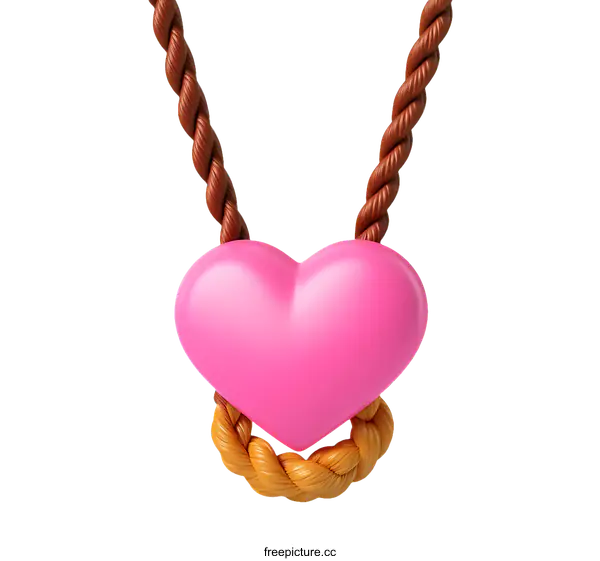 [Transparent Background PNG]3D Pink Heart Suspended by Ropes