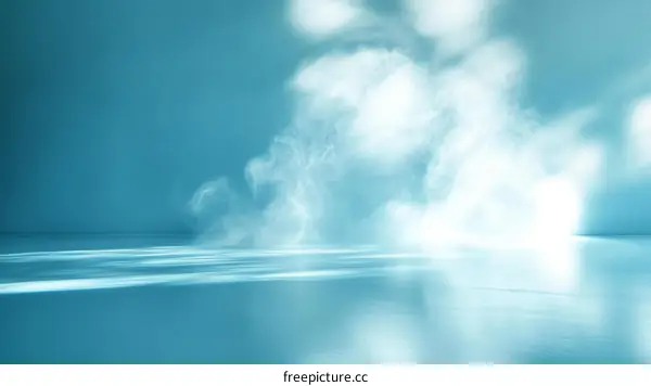 Abstract Light Blue Studio Background with Soft Fog