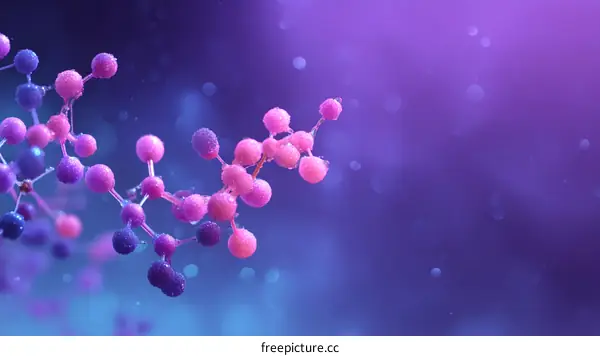 Molecular Structure Illustration with Pink and Purple Molecules