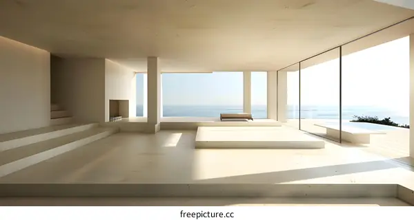 Minimalist Modern House Interior Design With Ocean View