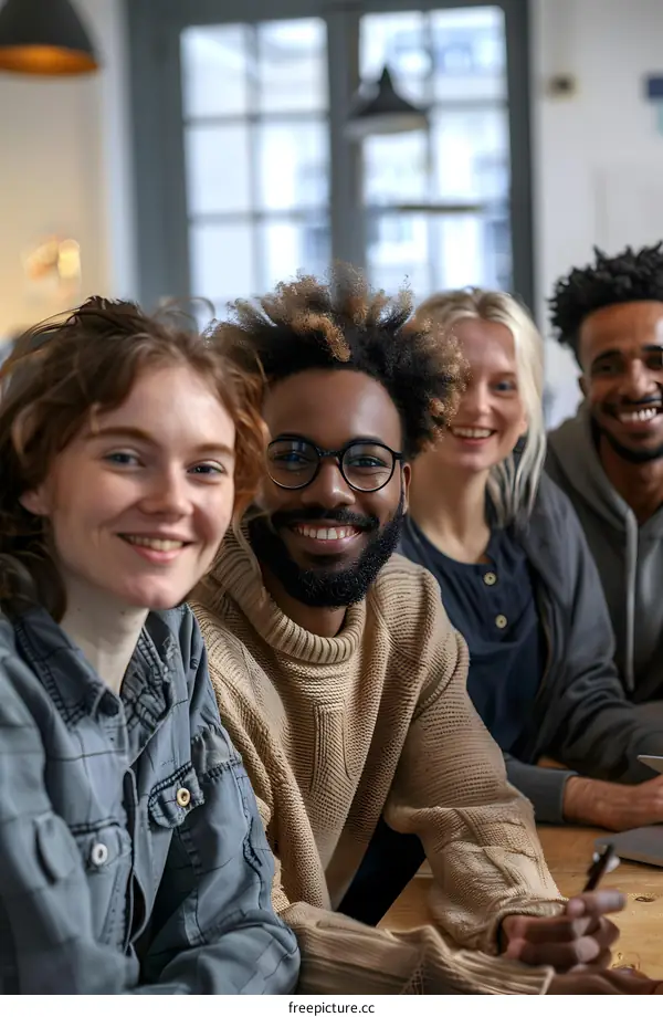 Portrait of a group of young people smiling