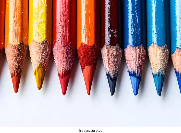 Close Up of Colorful Pencils in a Row