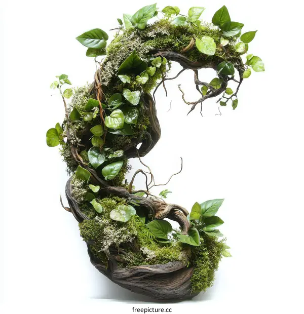 Artistic Arrangement of Moss and Driftwood