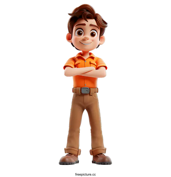 [Transparent Background PNG]Confident Boy with Crossed Arms