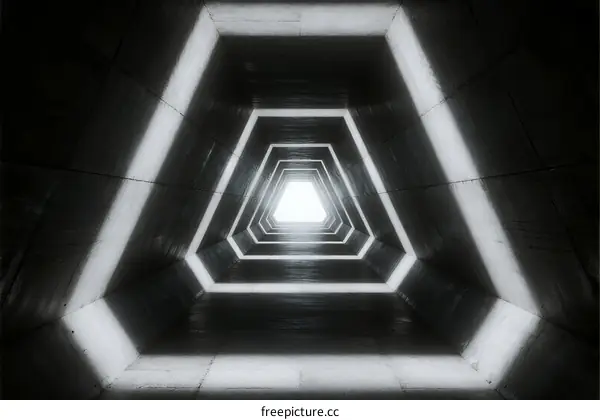 Abstract Geometric Tunnel with LED Light Patterns