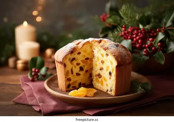 Delicious Christmas Panettone with Dried Fruits