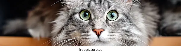 Close-up Portrait of a Gray Cat