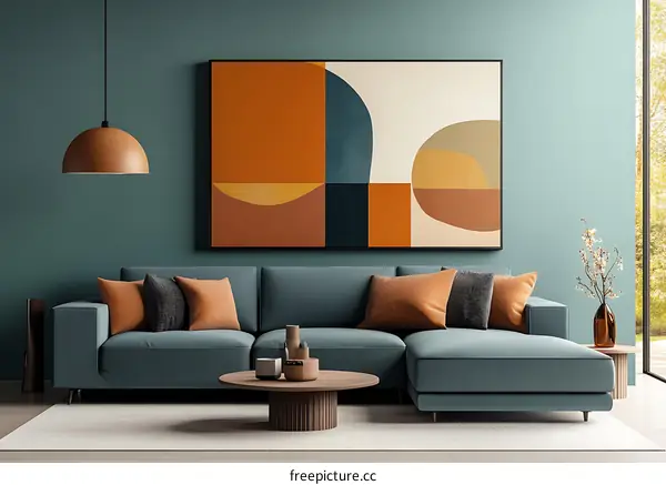 Modern Living Room Interior Design with Abstract Art