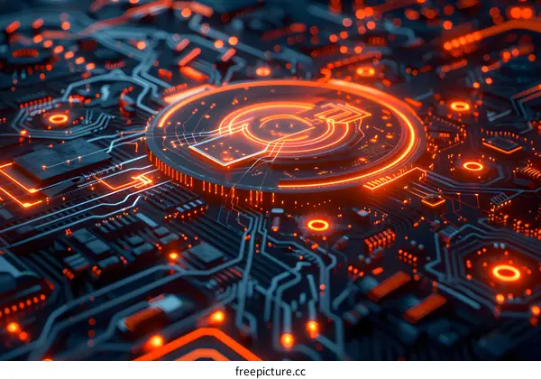 Futuristic CPU Circuit Board Technology