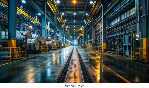 Modern Factory Interior with Metalworking Machinery