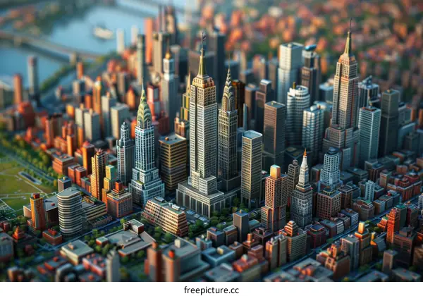 Detailed Model of New York City Skyline