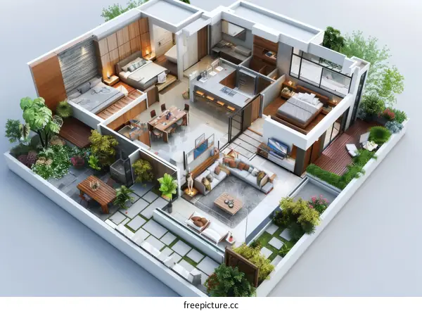 Modern House Floor Plan Design Illustration