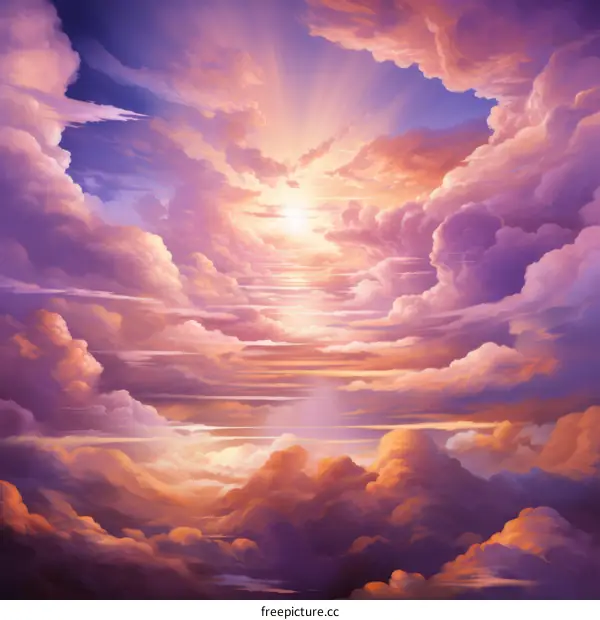 Heavenly Cloudscape with Brilliant Light Rays