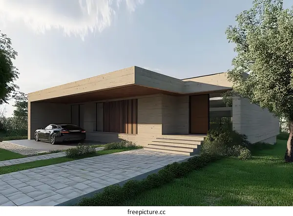 Modern Minimalist House Exterior Design With Concrete And Wood