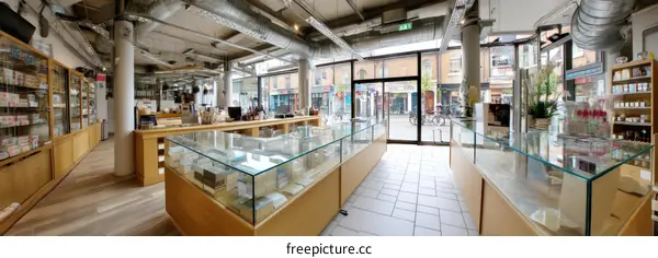 Modern Shop Interior with Glass Display Cases