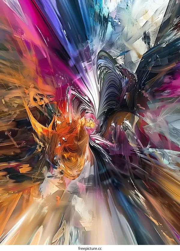 Abstract Painting With Swirling Colors