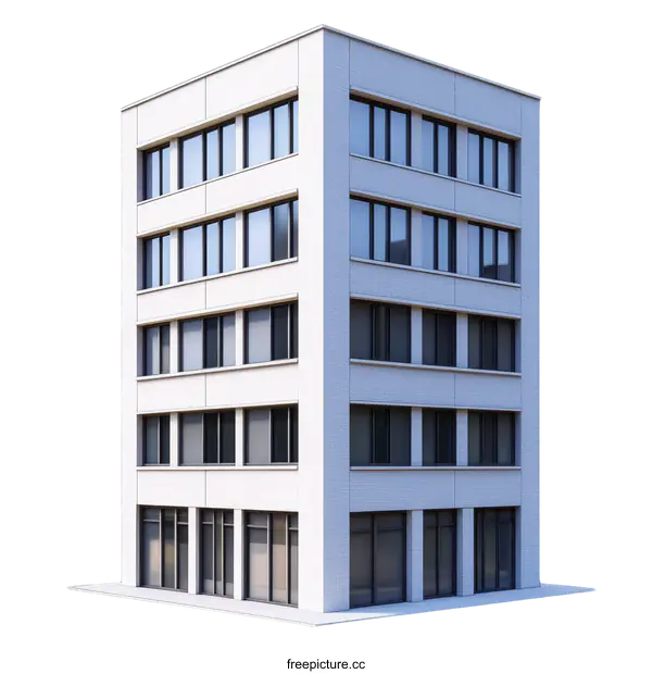 [Transparent Background PNG]Modern Office Building Exterior Illustration