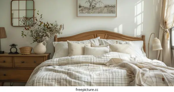 Cozy and Rustic Bedroom Interior with Natural Light