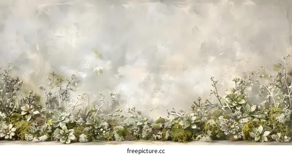 Green Succulents On A Rustic Grey Wall Background