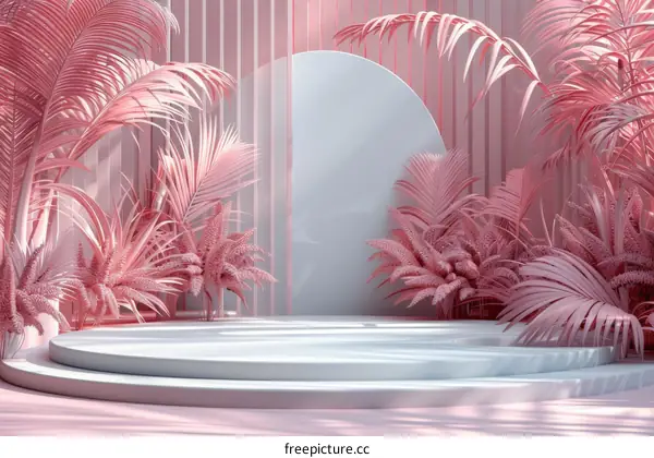 Pink Tropical Display Stand Illustration