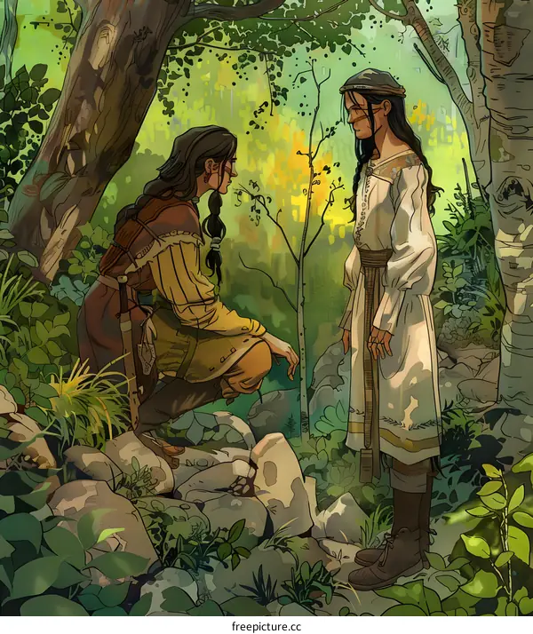 Two Women in a Forest Setting