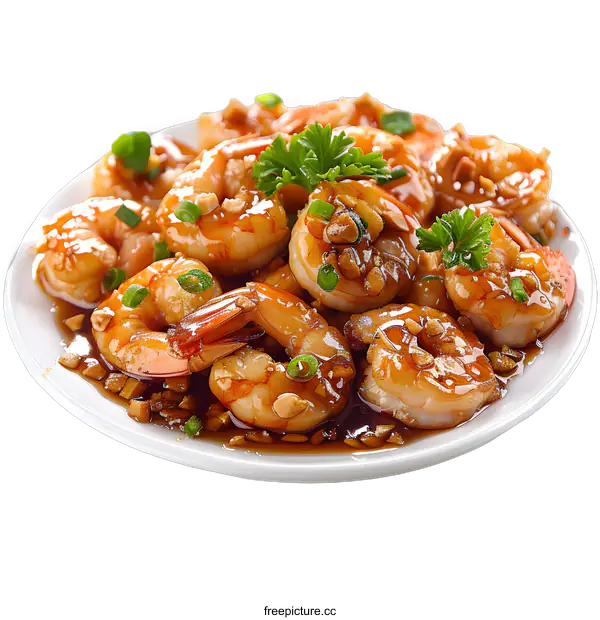[Transparent Background PNG]Honey garlic butter shrimp