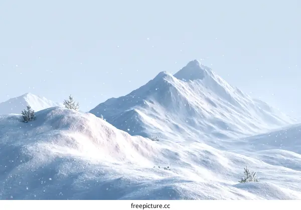 Winter Mountain Scenery Illustration