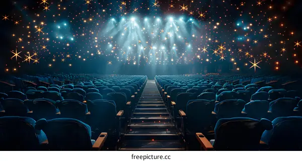 Empty Movie Theater with Starry Ceiling