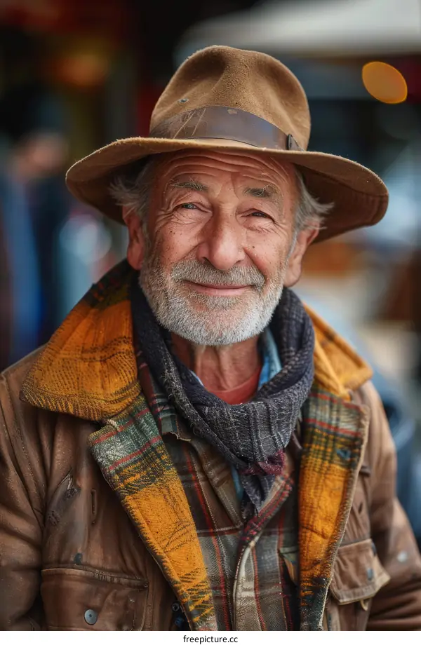 Portrait of a Smiling Senior Man in Autumnal Clothing