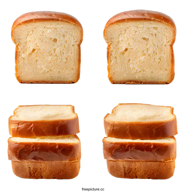 [Transparent Background PNG]Freshly Sliced White Bread on White Background