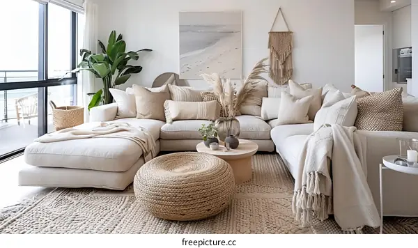 Bright and Airy Coastal Living Room With Comfy Seating