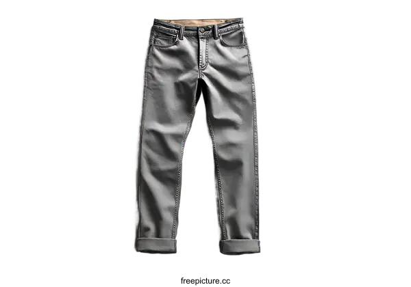 [Transparent Background PNG]Gray Denim Pants Flat Lay Style