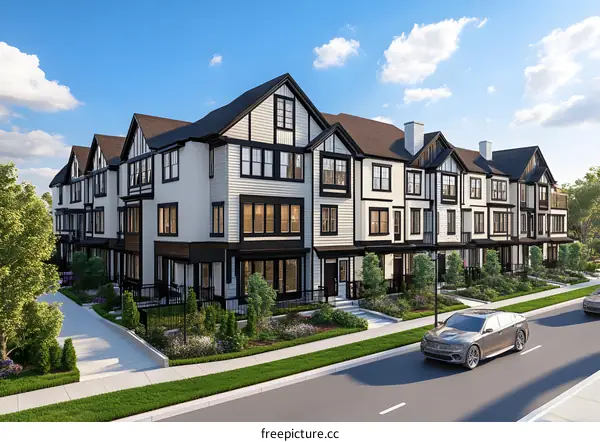 Modern Townhouse Architecture Design With Lush Greenery