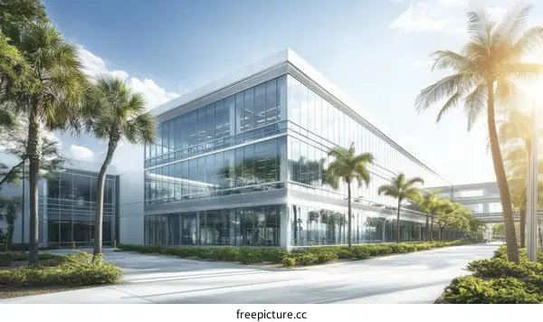 Modern Office Building with Lush Landscaping