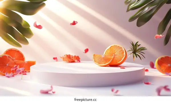 Fresh Citrus Display on a Minimalist Stage
