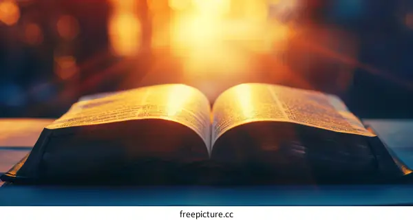 Open Bible with Glowing Lights